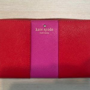 Kate Spade Pink/Red Large Continential Wallet